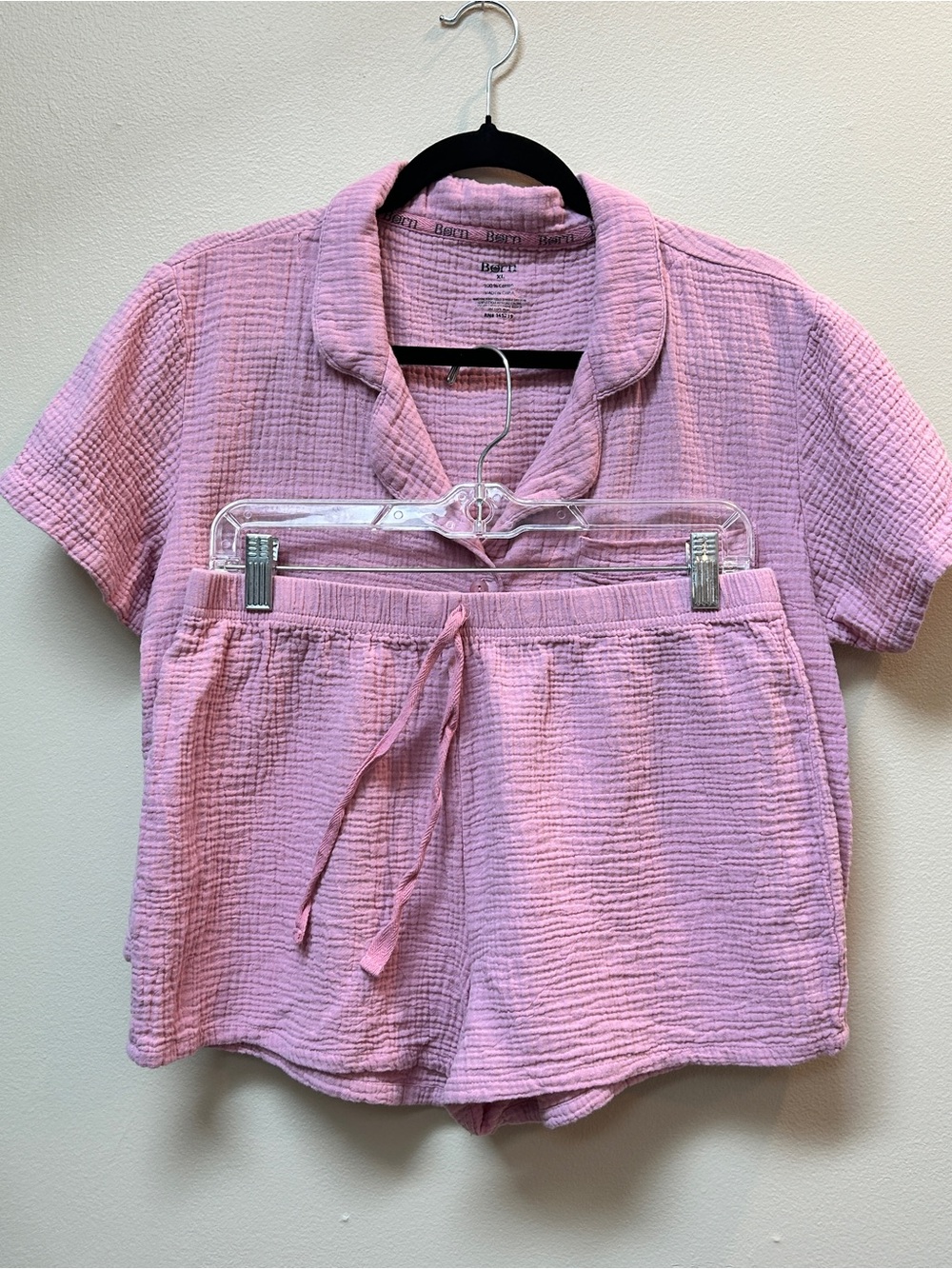 Born Light Pink Two-Piece Short Sleeve Pajama Set